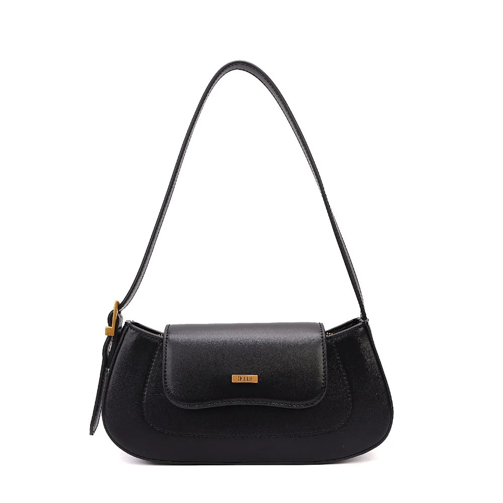 Bolsa Baguete Pequena Soft Preta Alça de Ombro - vista 1 de 9