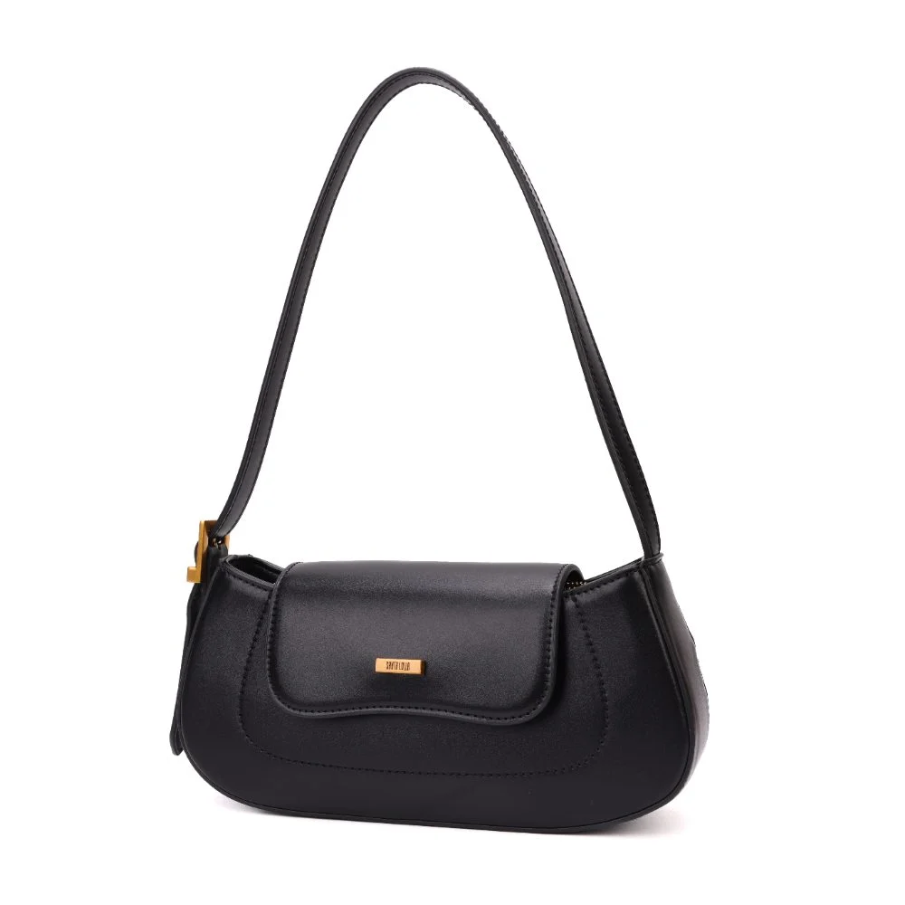 Bolsa Baguete Pequena Soft Preta Alça de Ombro - vista 3 de 9