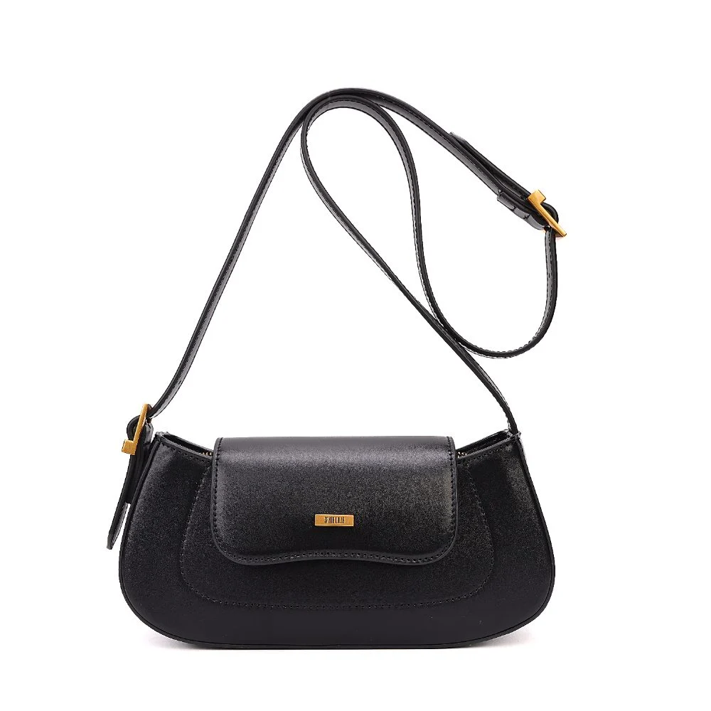 Bolsa Baguete Pequena Soft Preta Alça de Ombro - vista 4 de 9