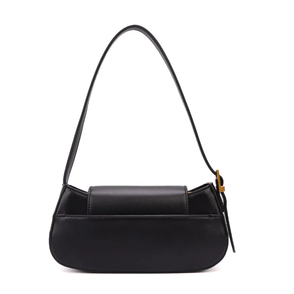 Bolsa Baguete Pequena Soft Preta Alça de Ombro - vista 7 de 9