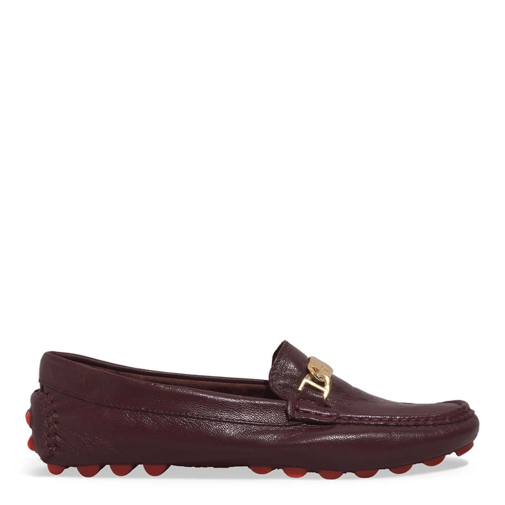 Mocassim Couro Bucato Roxo Beterraba Metal - vista 1 de 5