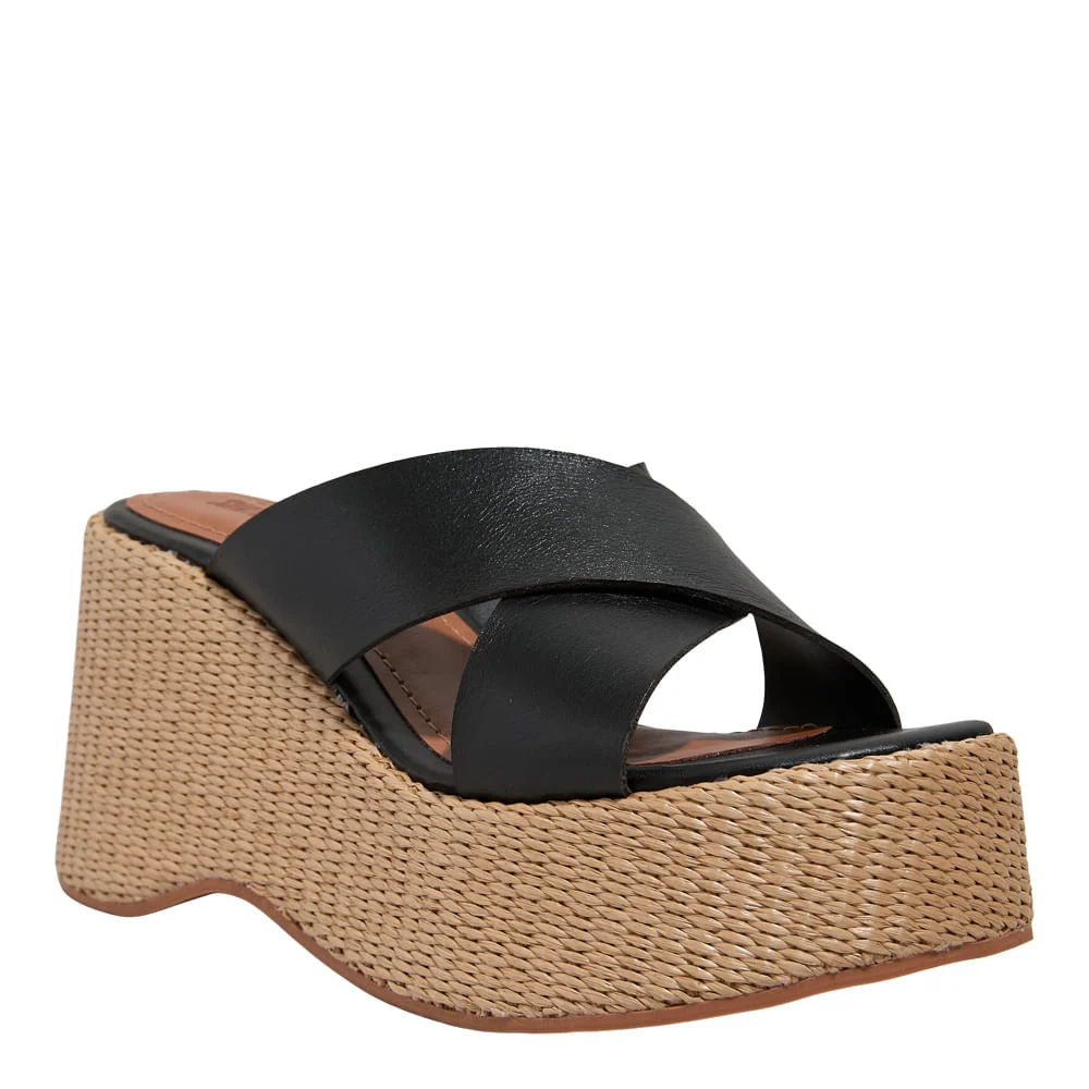 Espadrille Plataforma Couro Nobre Soft Preto - vista 2 de 4