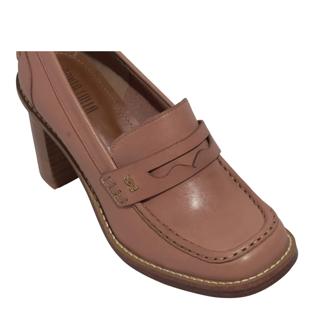 Mocassim Couro Nobre Soft Marrom Safari Salto Grosso - vista 4 de 4