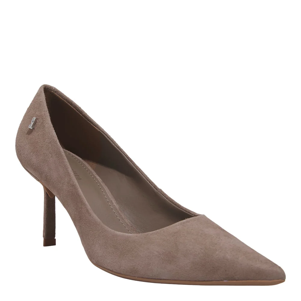 Scarpin Couro Camurça Premium Cinza Fog Bico Fino - vista 2 de 3