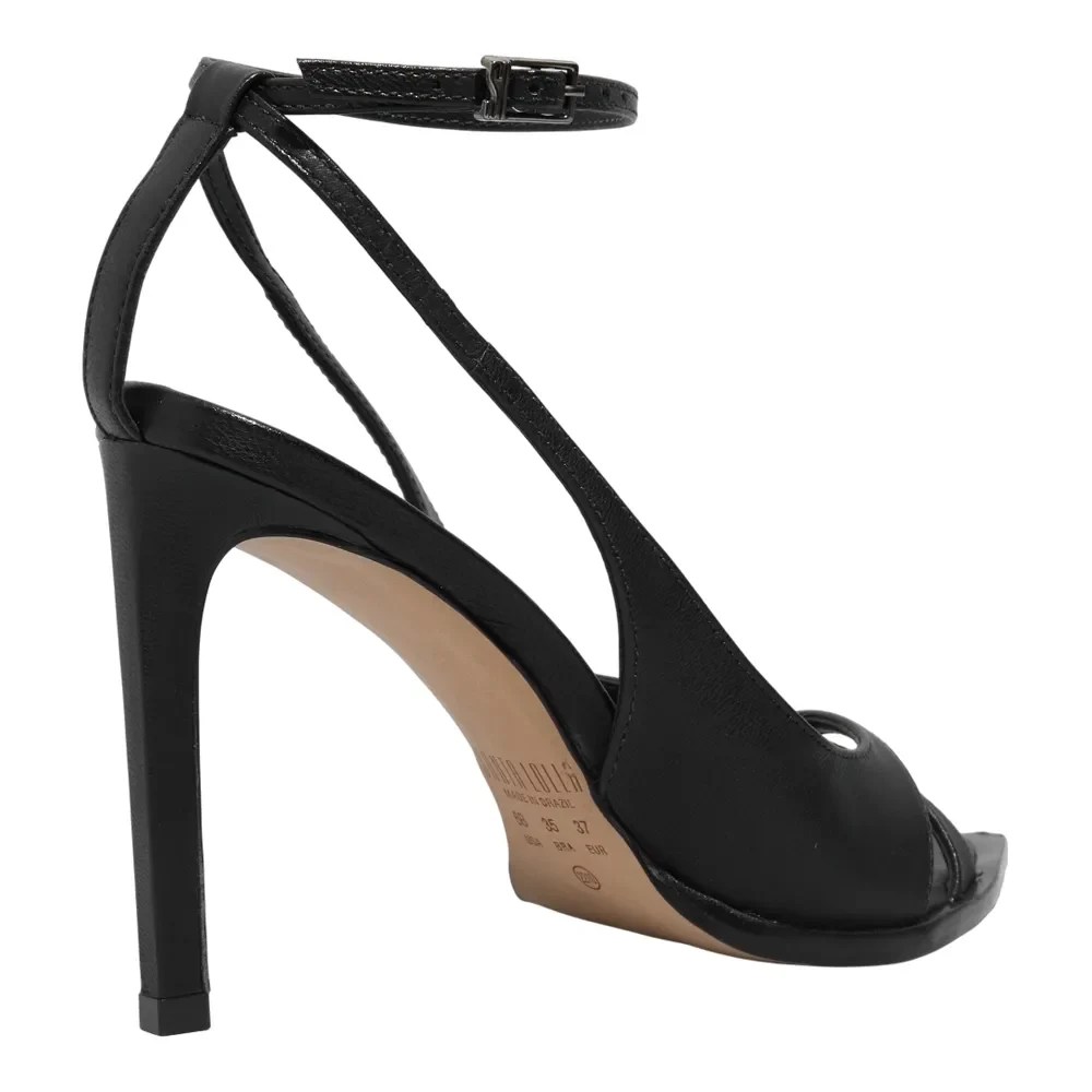 Peep Toe Couro Pelica Soft Preto - vista 3 de 3