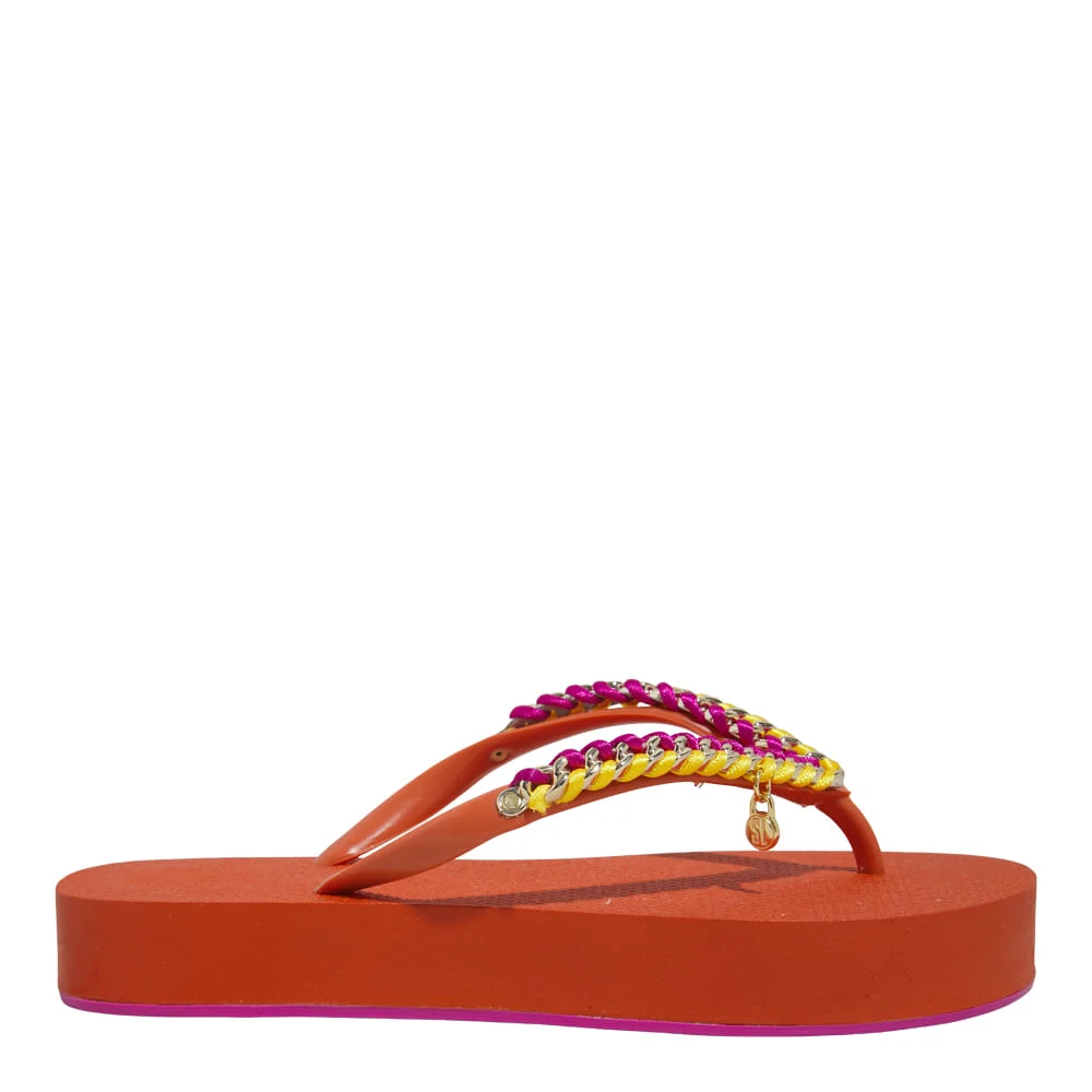 Chinelo Flatform Borracha Laranja Corrente - vista 1 de 6