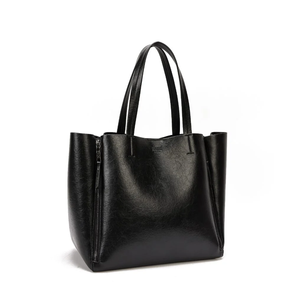 Bolsa Shopper Grande Rústico Preto Zíper - vista 4 de 9