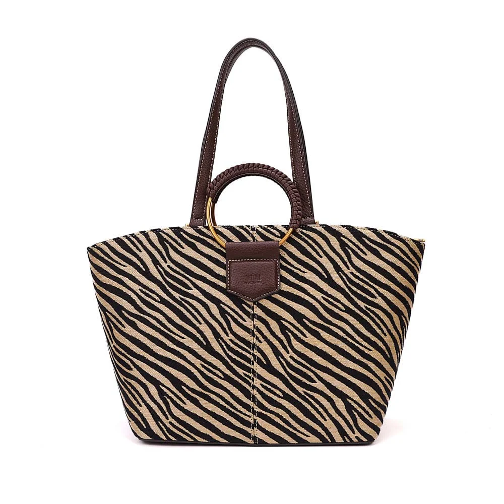 Bolsa Shopper Palha Zebra Animal Print Alça Dupla - vista 6 de 8