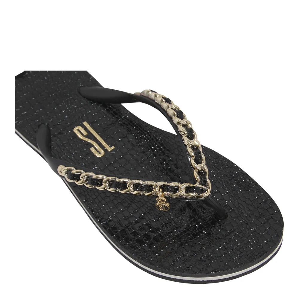 Chinelo Flip Flop Croco Corrente Preto - vista 4 de 5