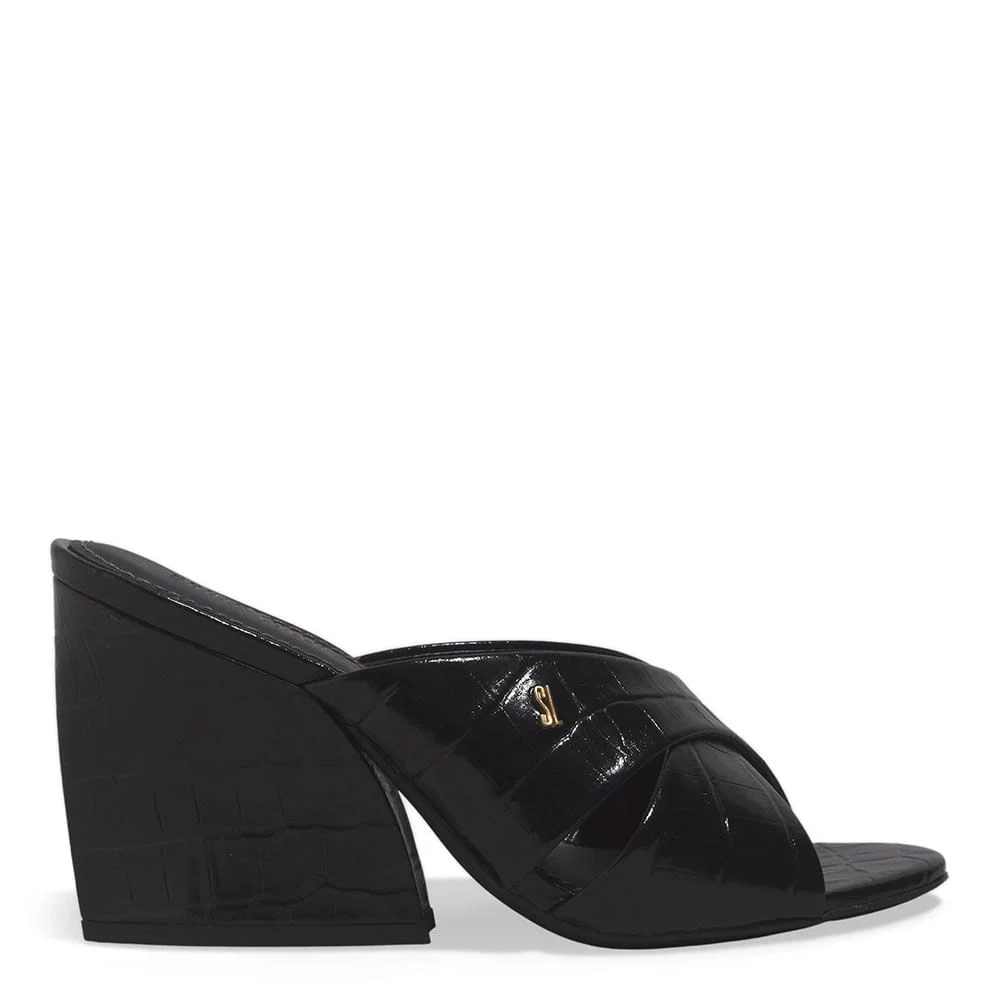 Mule Croco Italiano Salto Grosso Preto - vista 1 de 3