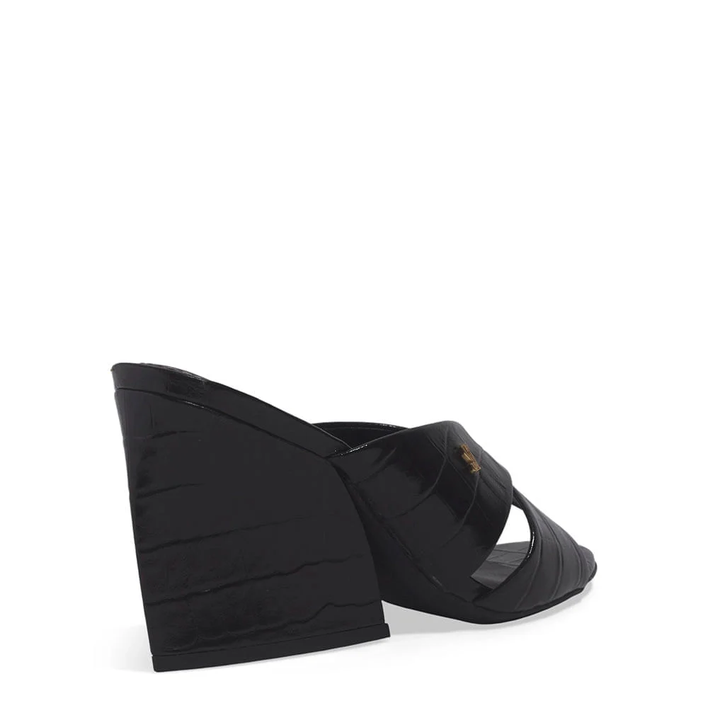 Mule Croco Italiano Salto Grosso Preto - vista 3 de 3