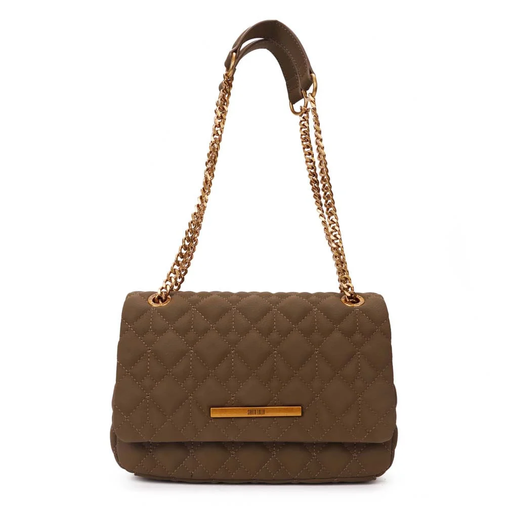 Bolsa Nobuck Matelassê Marrom Steel Alça Corrente - vista 1 de 7