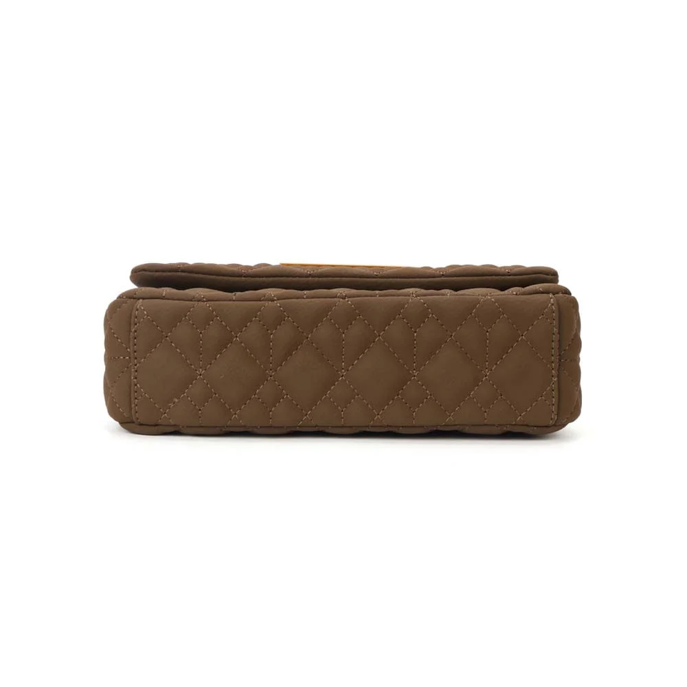 Bolsa Nobuck Matelassê Marrom Steel Alça Corrente - vista 6 de 7