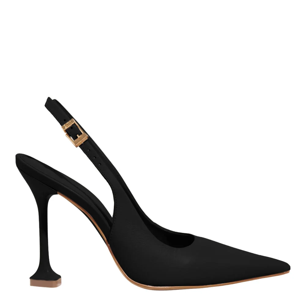 Scarpin Slingback Couro Salto Alto Taça Preto - vista 1 de 3