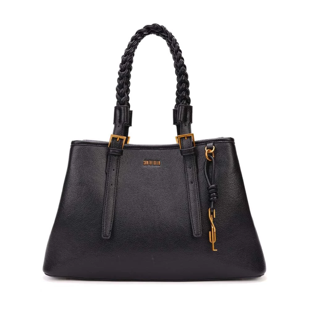 Bolsa Grande Floater Preto Alça Trançada - vista 1 de 7