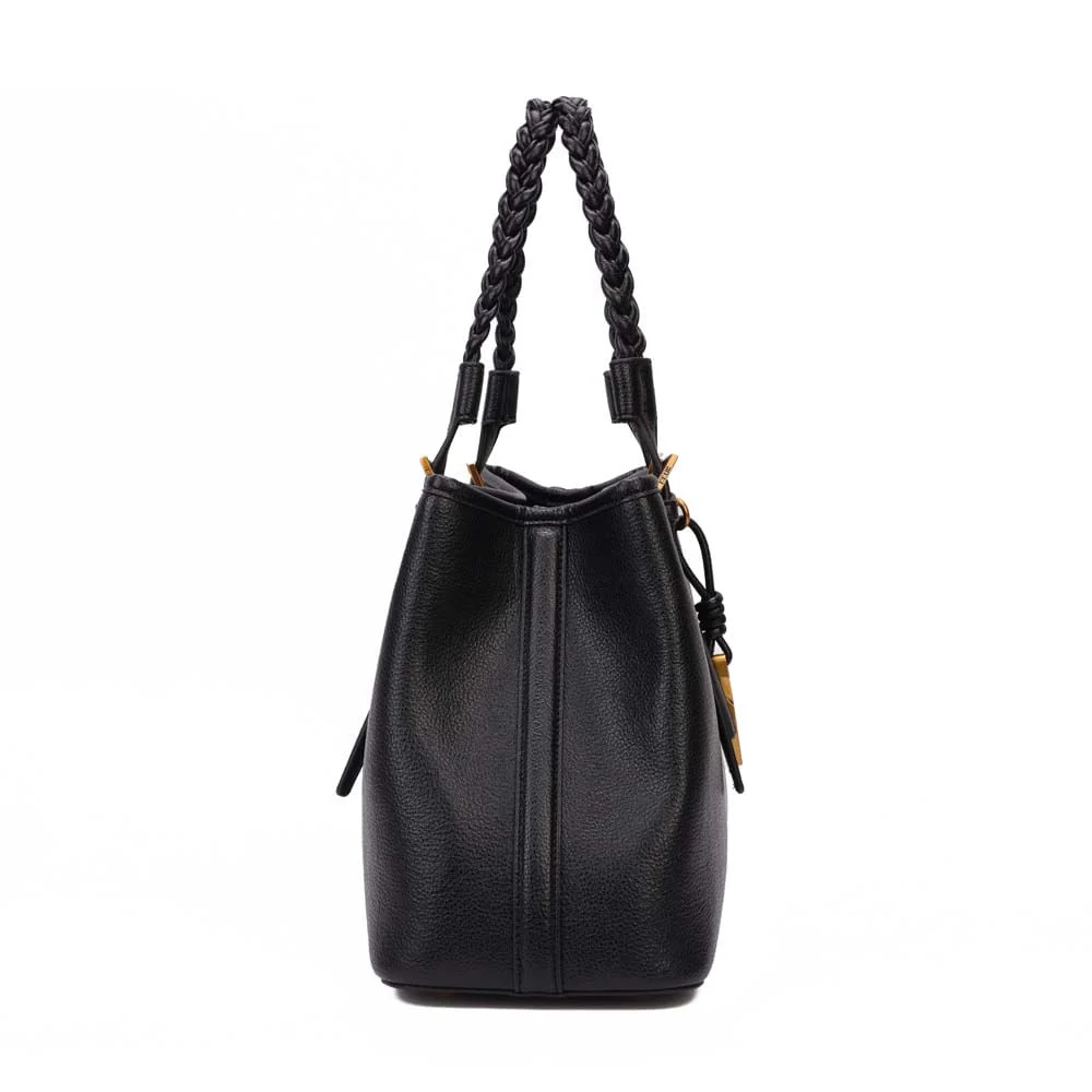 Bolsa Grande Floater Preto Alça Trançada - vista 4 de 7