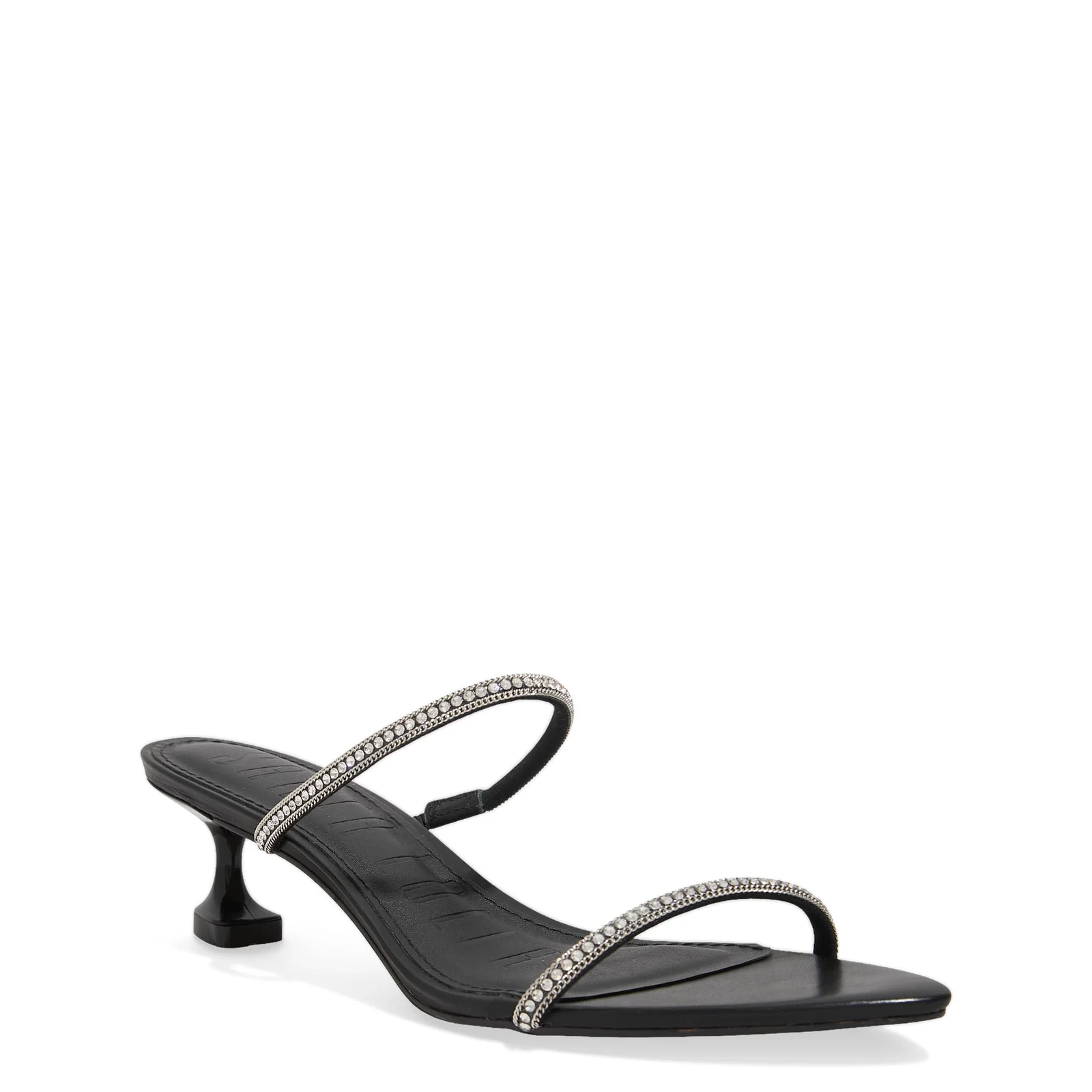 Mule Couro Pelica Soft Brilho Strass Salto Taça Preto - vista 2 de 5