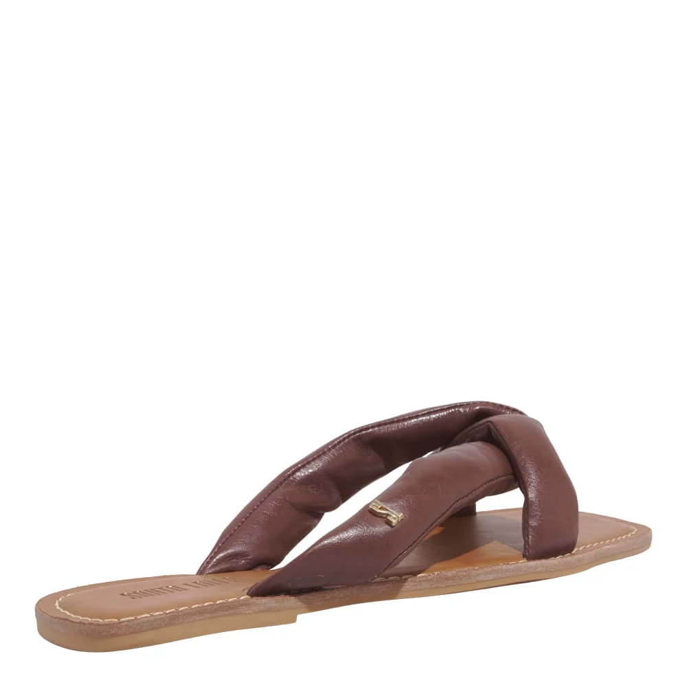 Rasteira Couro Nobre Soft Marrom Dark Cocoa - vista 3 de 5