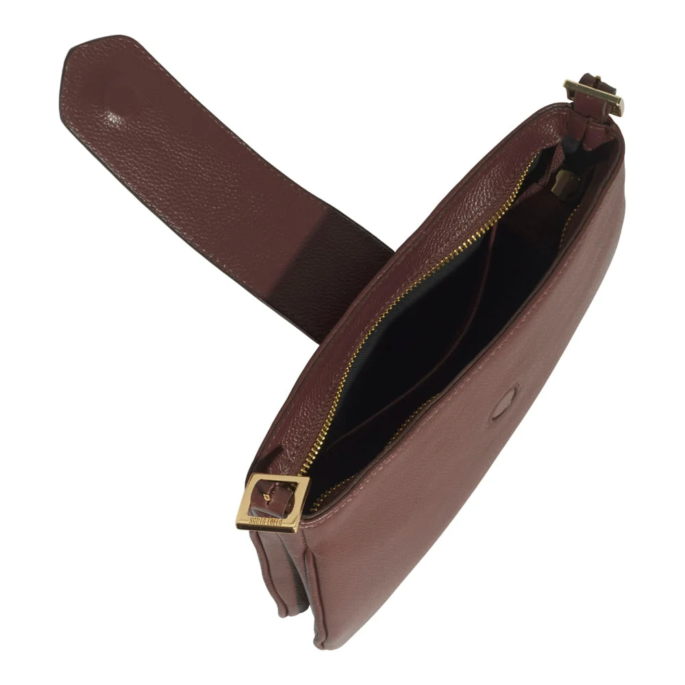Bolsa Pequena Couro Floater Marrom Dark Alça de Ombro - vista 3 de 3