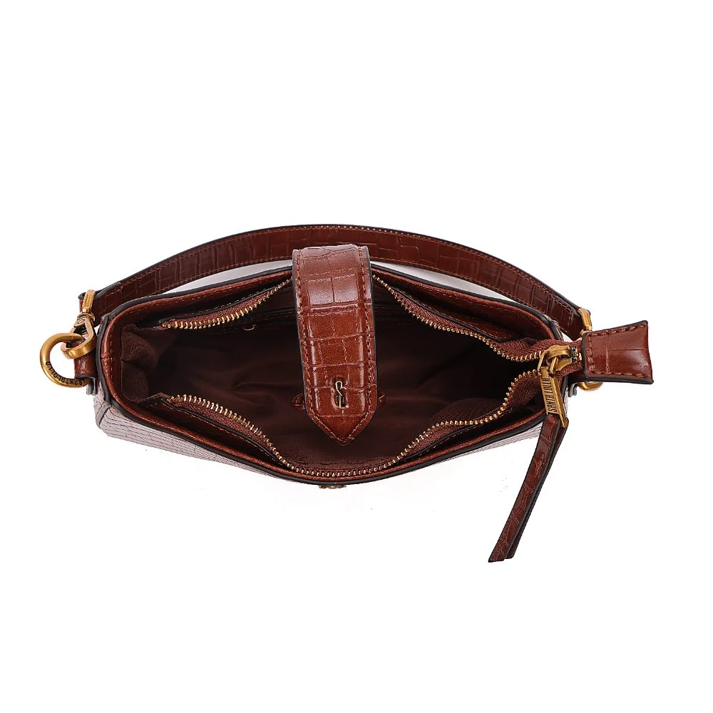 Bolsa Baguete Pequena Croco Marrom Terracota - vista 7 de 7
