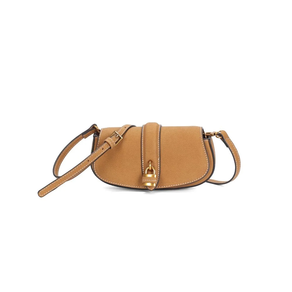 Bolsa Nobuck Pequena Transversal Marrom Cadeado - vista 1 de 3
