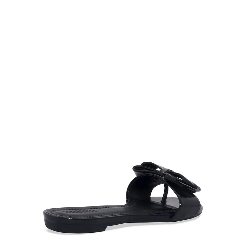 Rasteira Flat Napa Laço Preto - vista 3 de 4