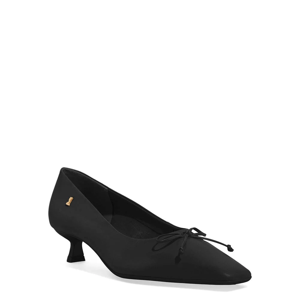 Scarpin Couro Soft Bico Quadrado Preto - vista 2 de 4
