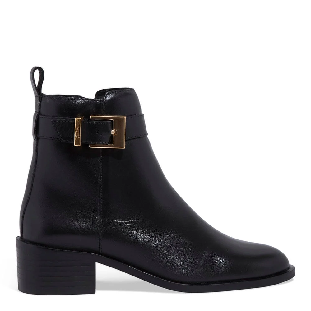 Bota Couro Preto Cano Médio Fivela - vista 1 de 3