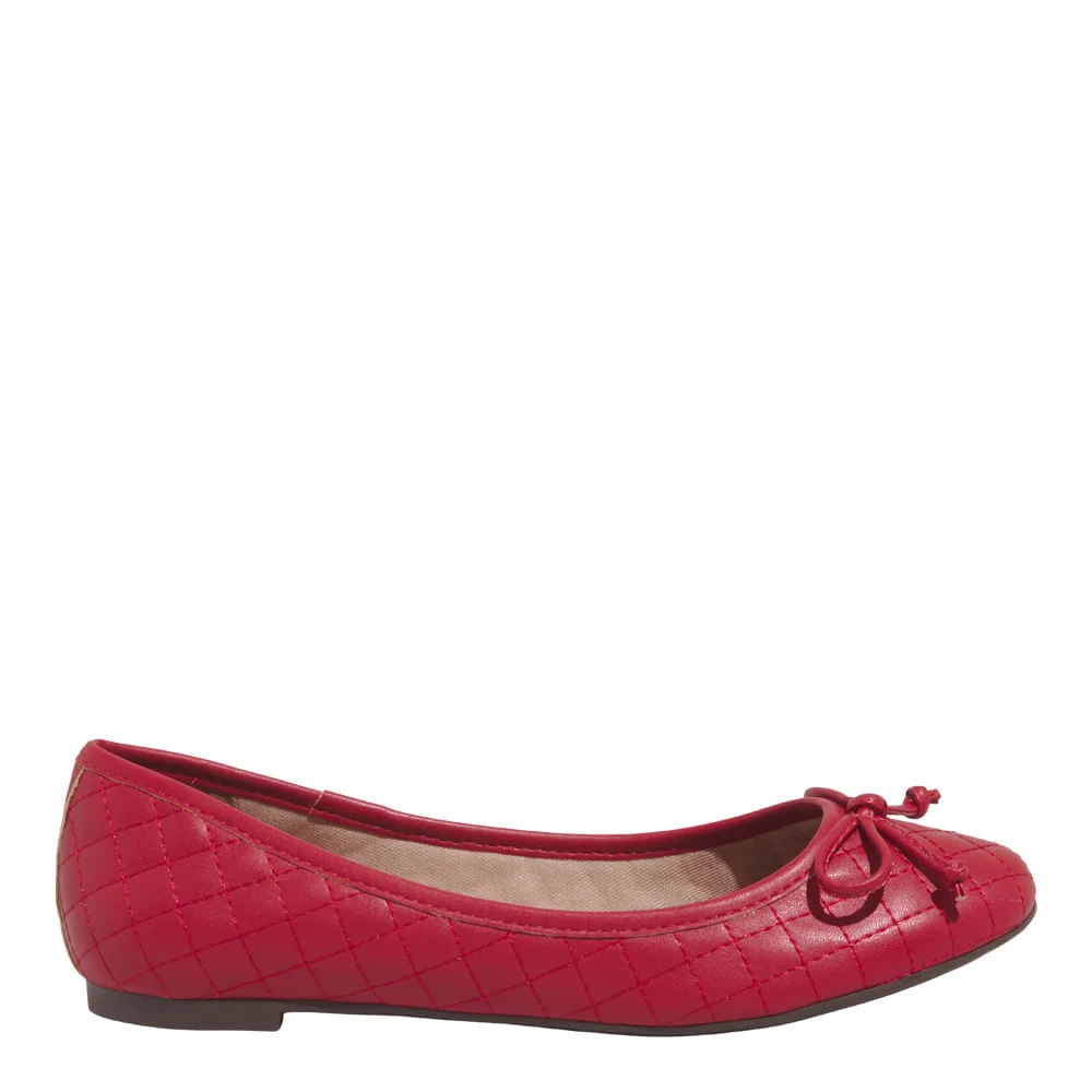 Sapatilha Laço Matelassê Napa Soft Bico Redondo Vermelho Malbec - vista 1 de 6