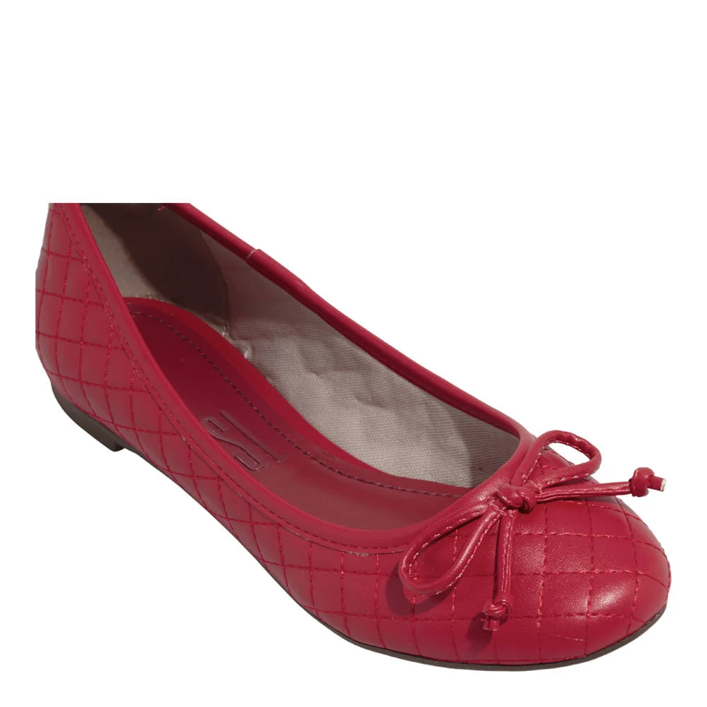 Sapatilha Laço Matelassê Napa Soft Bico Redondo Vermelho Malbec - vista 5 de 6