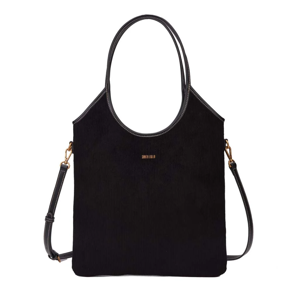 Bolsa Shopper Grande Veludo Cotelê Preto - vista 1 de 7