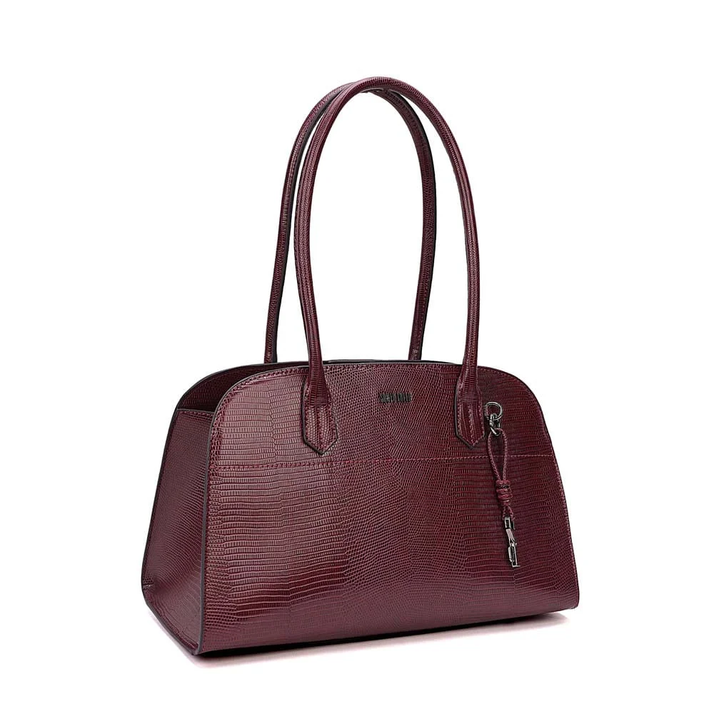 Bolsa Lizard Estruturada Roxo Berry Alça Longa - vista 3 de 8
