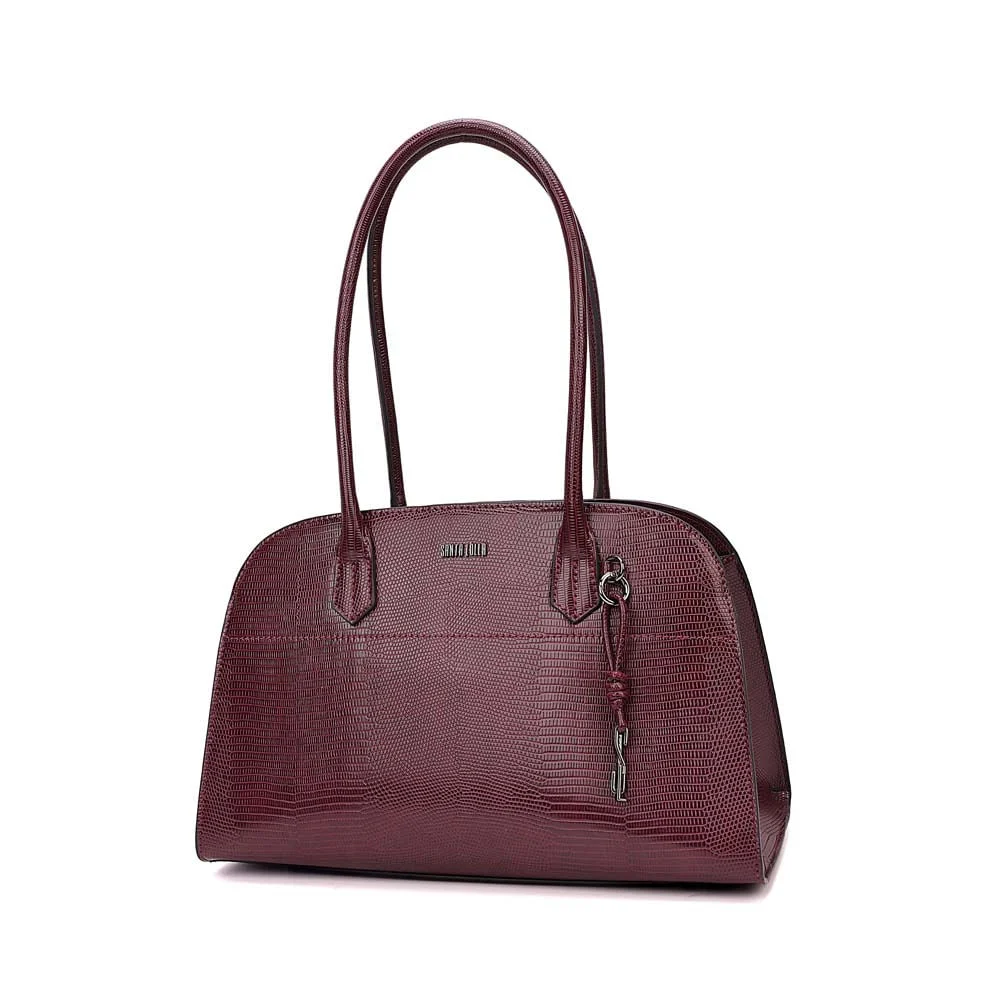 Bolsa Lizard Estruturada Roxo Berry Alça Longa - vista 4 de 8