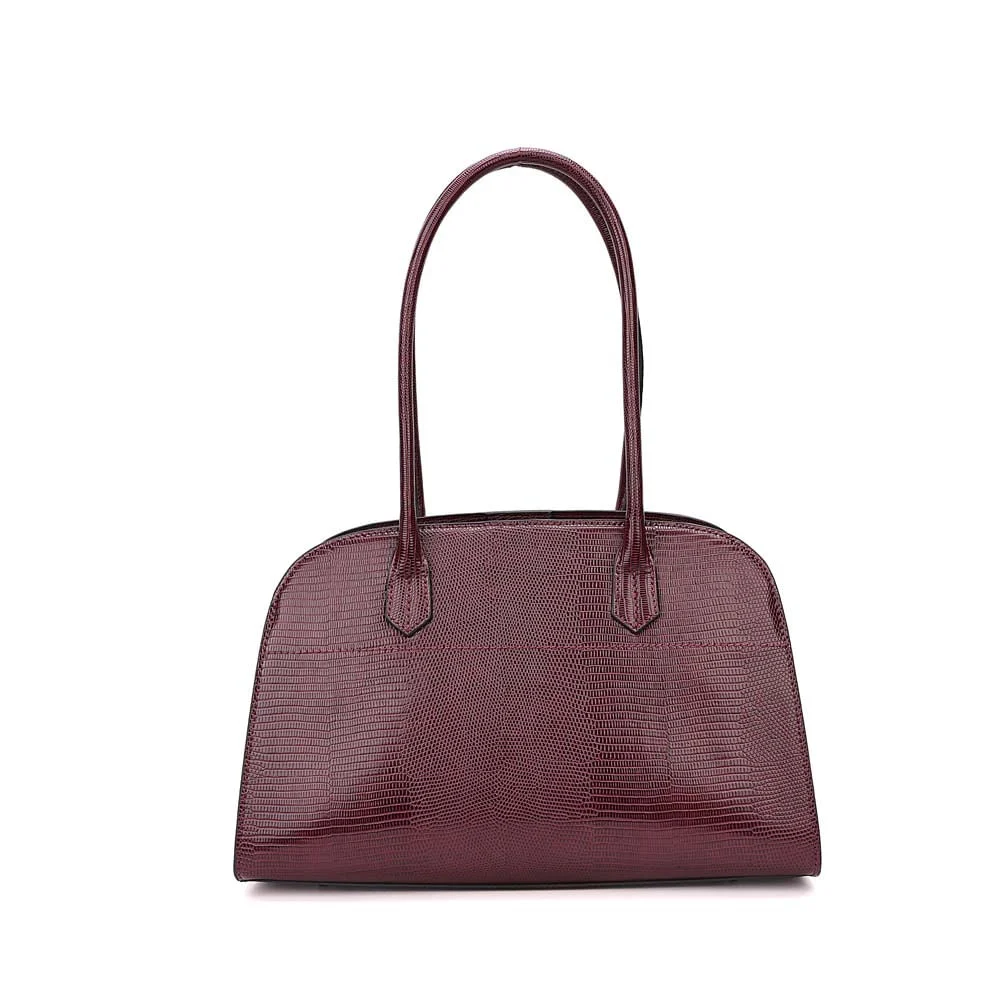 Bolsa Lizard Estruturada Roxo Berry Alça Longa - vista 6 de 8