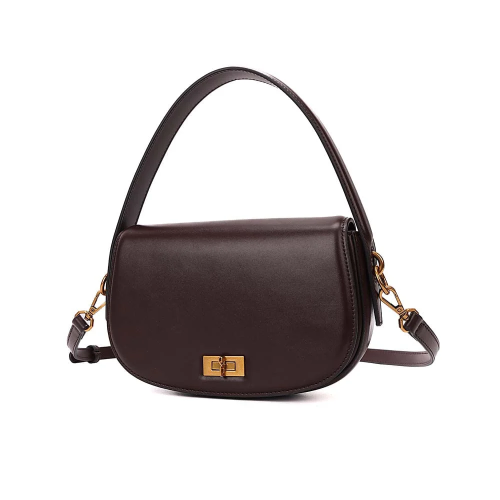 Bolsa Pequena Soft Liso Marrom Dark Transversal - vista 5 de 9