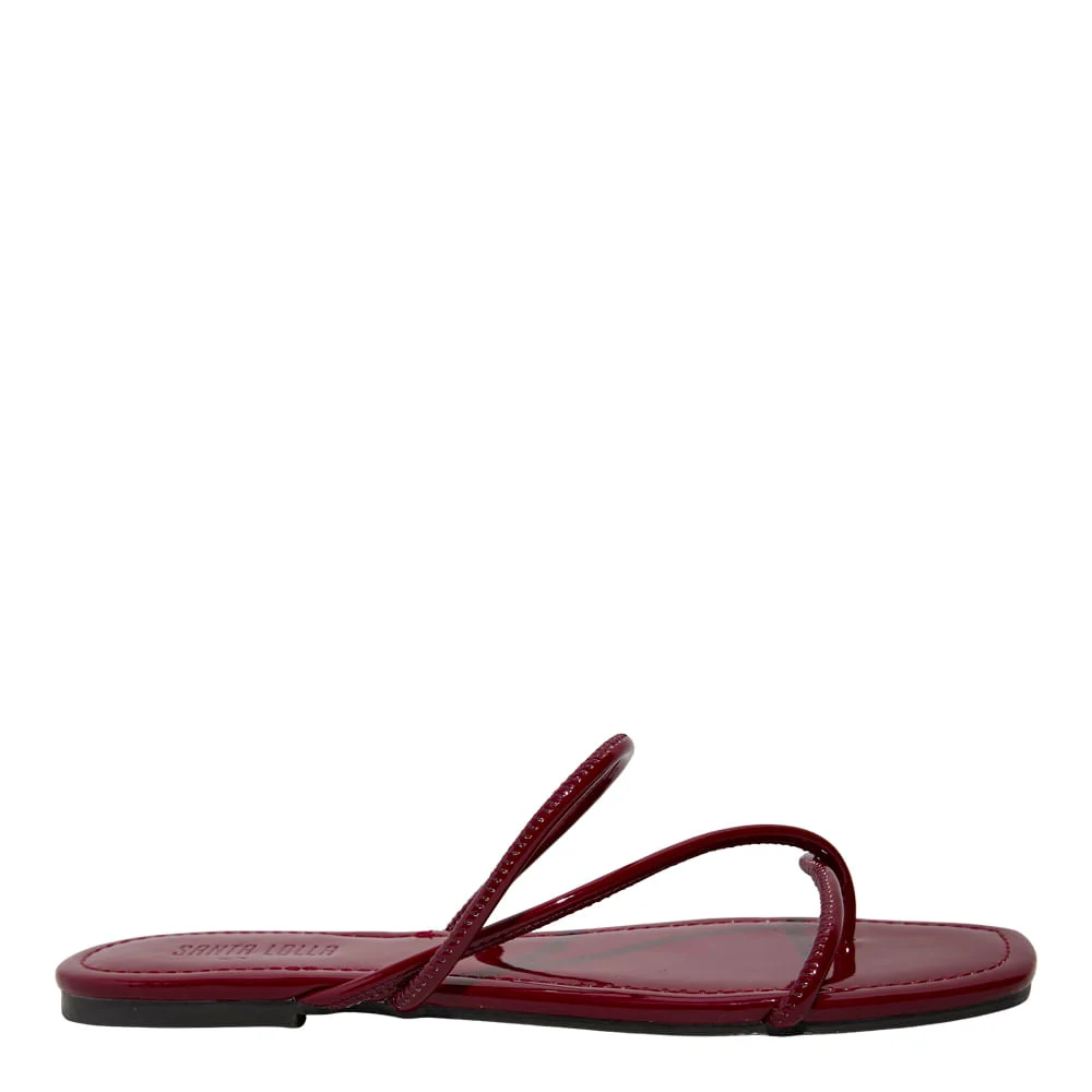 Rasteira Verniz Anzeli Vermelho Malbec - vista 1 de 5