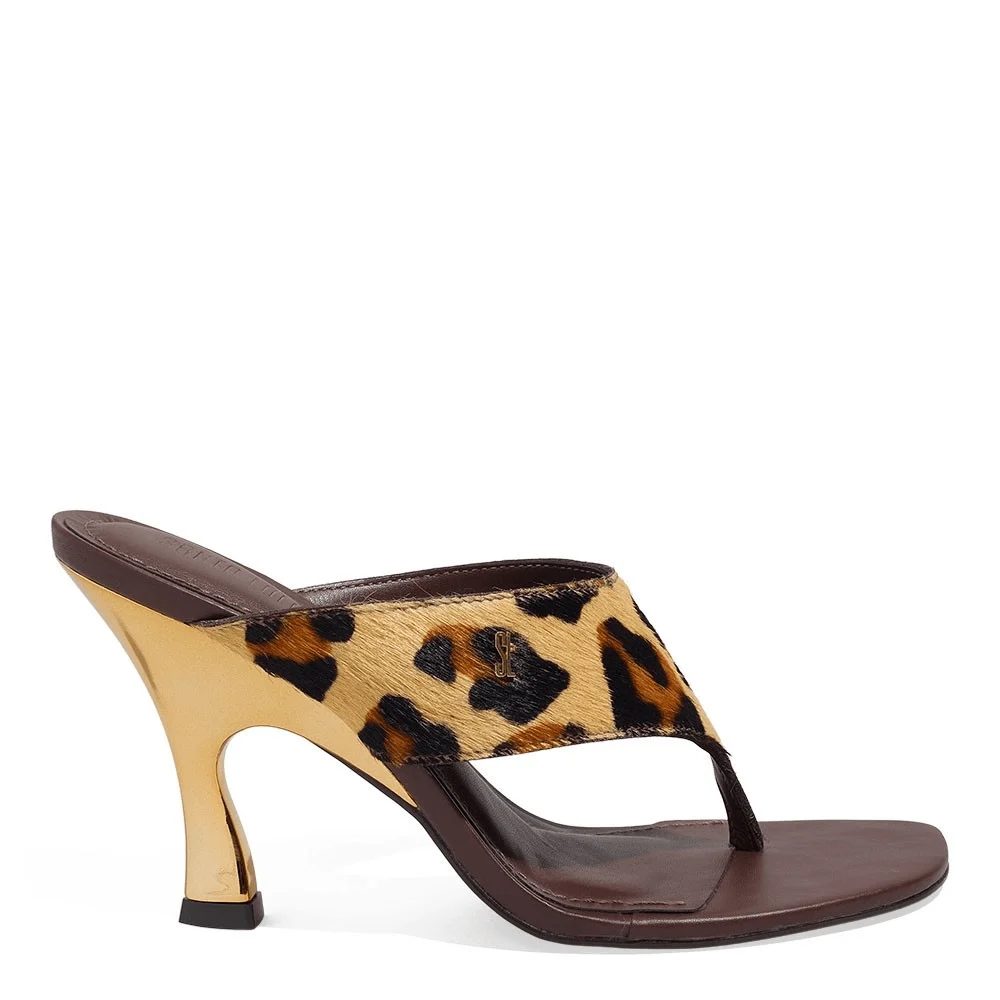 Mule Thong Couro Pelo Animal Print Onça - vista 1 de 3