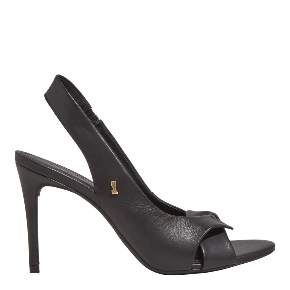 Peep Toe Slingback Couro Pelica Preto - vista 1 de 4