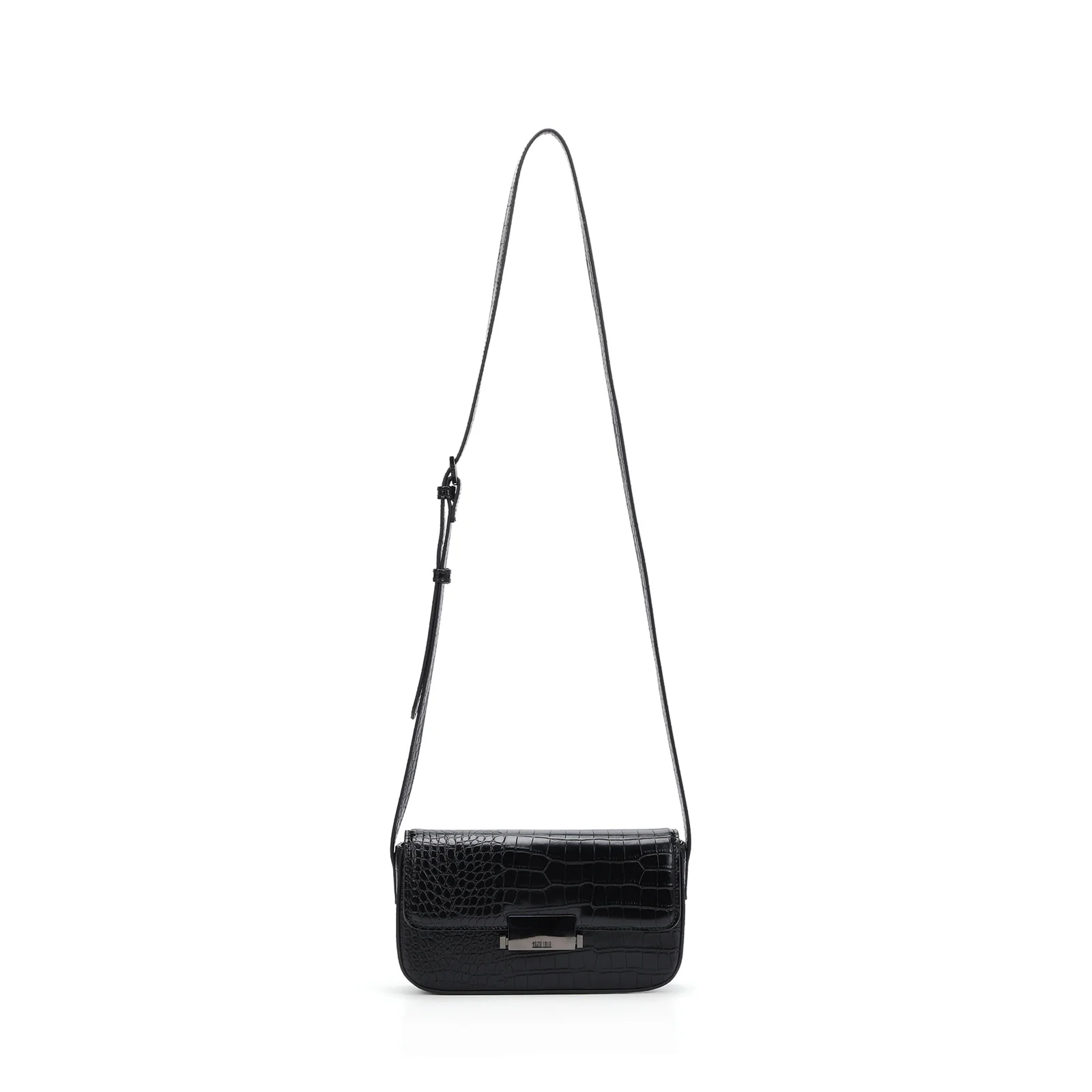 Bolsa Pequena Croco Preto Alça Transversal - vista 1 de 5