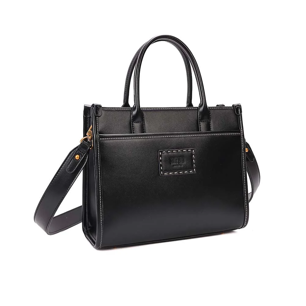 Bolsa Tote Média Soft Pespontos Transversal Preto - vista 1 de 6