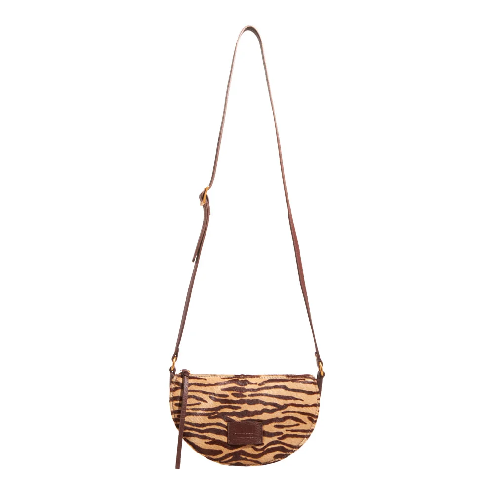 Bolsa Pequena Couro Pelo Zebra Marrom Brown Alça Transversal - vista 1 de 5