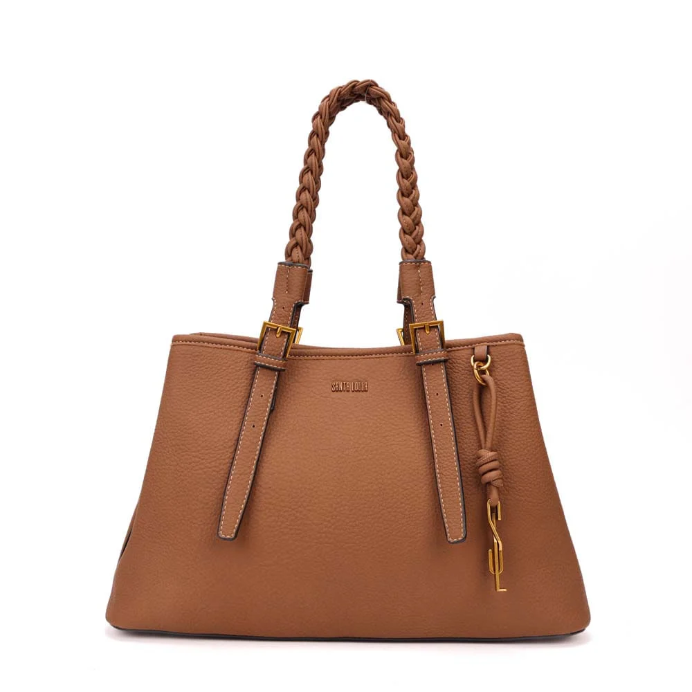 Bolsa Grande Nobuck Marrom Safari Alça Trançada - vista 1 de 7