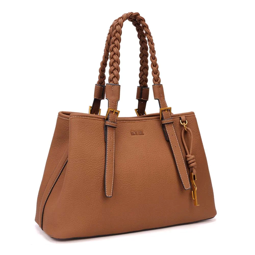 Bolsa Grande Nobuck Marrom Safari Alça Trançada - vista 2 de 7