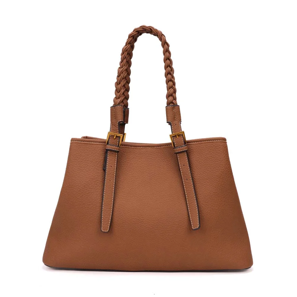 Bolsa Grande Nobuck Marrom Safari Alça Trançada - vista 5 de 7