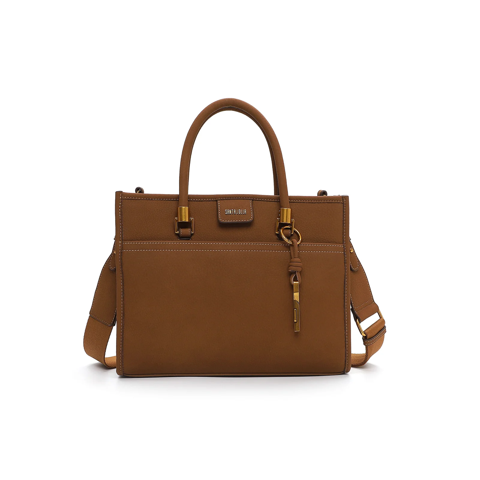 Bolsa Grande Nobuck Marrom Safari Pespontos - vista 1 de 5