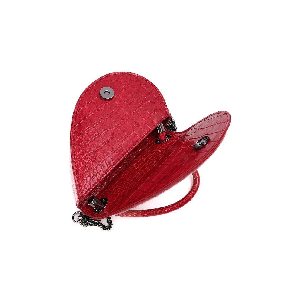 Bolsa Mini Com Caixa Croco Meio Coração Vermelho Blood Alça Transversal - vista 10 de 12