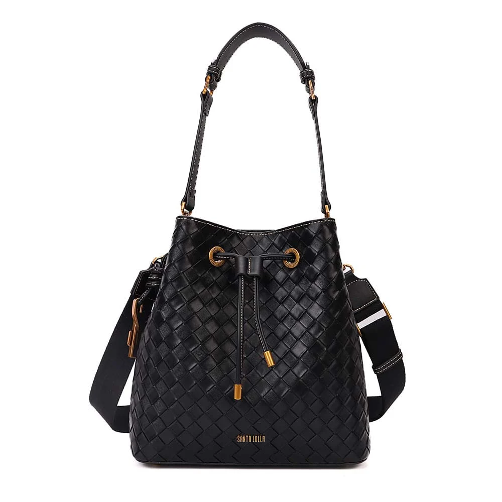 Bolsa Bucket Média Tressê Texturizado Preto - vista 1 de 8