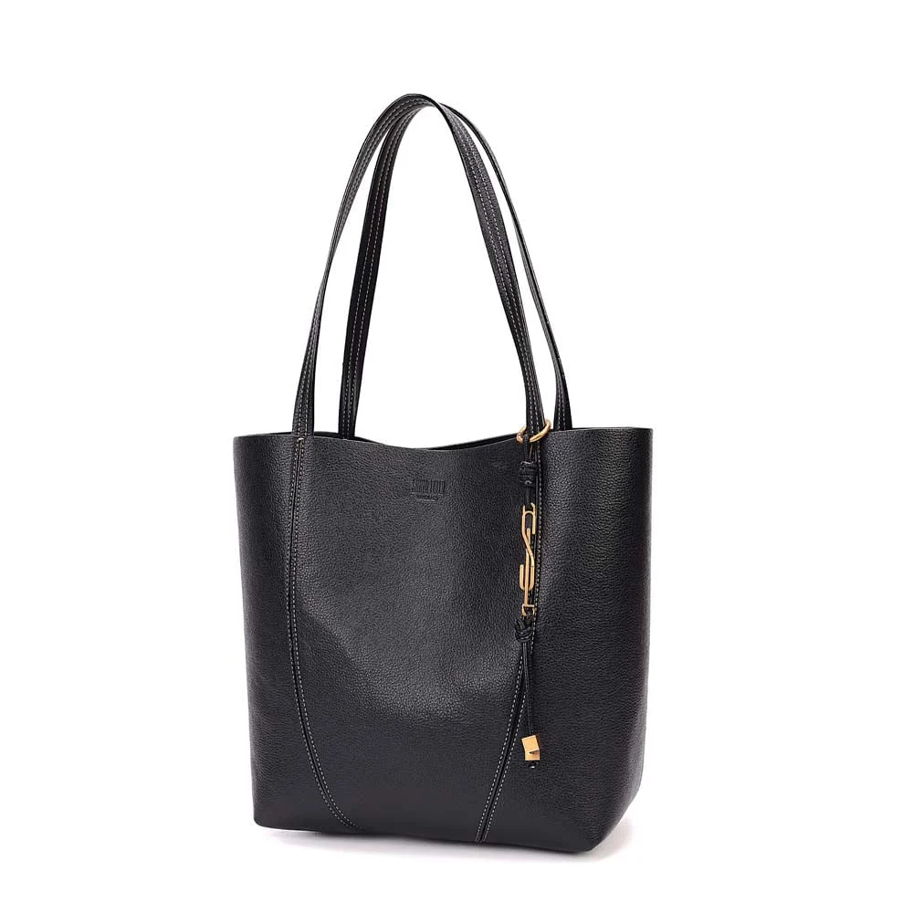 Bolsa Tote Média Floater Preto Alça Longa - vista 3 de 7