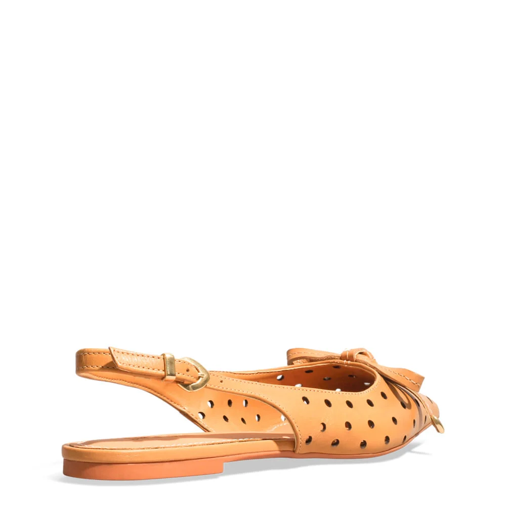 Sapatilha Slingback Furinhos Couro Nobre Soft Bico Fino Bege - vista 3 de 5