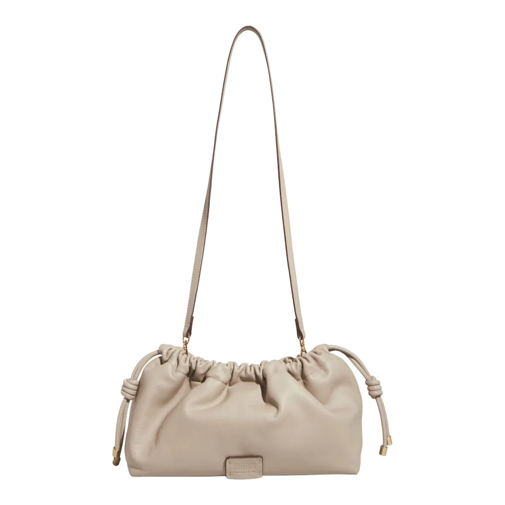 Bolsa Pequena Couro Soft Cinza Granito Alça Transversal - vista 1 de 5